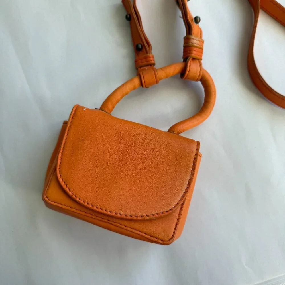 Free People Close To You Orange Sheep Leather Crossbody Mini Bag​​